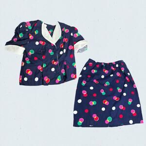 Lady Carol Petites Confetti  Polka Dot  blazer and skirt set